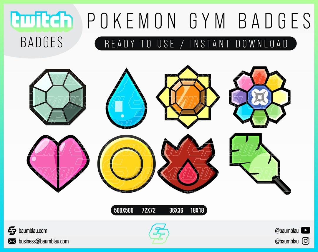 Pokemon Gym Kanto Badges Twitch Cheer sub Emotes digital Download Pokemon Gym Kanto Badges Twitch Cheer sub Emotes digital Download