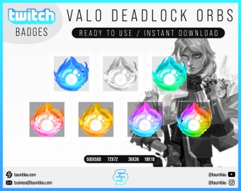 DEADLOCK Valorant Badges Pack / 7 x Twitch Sub Badges - Valorant Deadlock | Twitch Badge Deadlock Style | Streamer Badges, Discord Badges