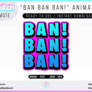 Emote animata di Twitch / Twitch "BAN! BAN! BAN!" Emote/Badge/Emote streamer Twitch/Emote badge Twitch Streaming