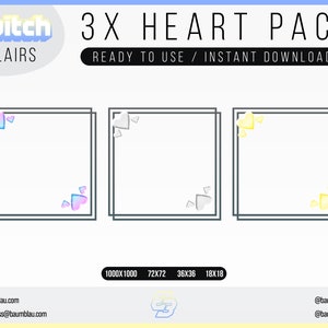 Cute Hearts Sub Badges Flair | Neon Stars 3x Color Styles | Twitch Badge Flair - Ready to Use / Instant Download