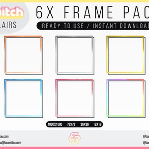 Twitch Frame Badges Flair: Paket med 6 färgstilar (Direkt nedladdning)