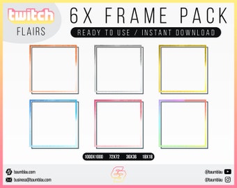 6x Framebadges Flair | Frame Flairs 6x kleurstijlenpakket | Twitch Badge Flair - Klaar voor gebruik / Direct downloaden