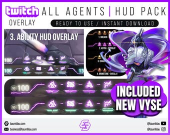 Animated Valorant Stream Overlay HUD: All Agents, VYSE (Digital Download)