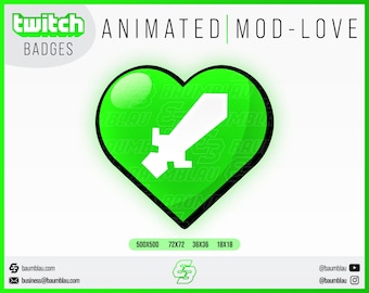 Twitch-emote geanimeerd | Twitch Mod Love animeert Emote/Badge | Twitch-moderator-emote | Twitch-badges Emotes Mod