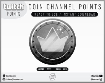 Black Crown Coin Twitch Emote: Channel Points Badge (Instant Download)