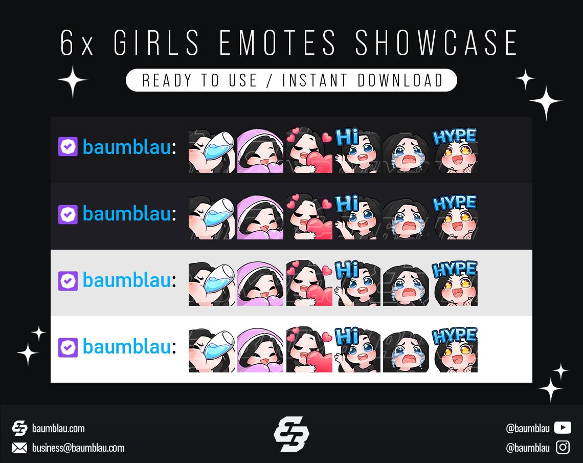 Twitch Emotes, Twitch Sub Emotes, Discord Emotes, Text Emotes, Girl ...