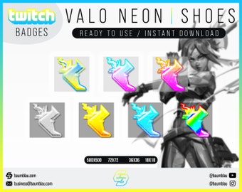 Twitch Sub Badges / Cheer Bit Badges - Valorant Neon | Twitch Badges Neon Style