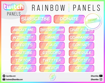 Paneles de Twitch de arcoíris pastel: Paquete de streamers LGBTQ+ (descarga instantánea)