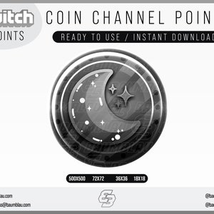 Moon Coin Black Twitch Channel Points Emote/Badge Coin Icon Instant Download image 1