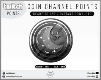 Moon Coin Black | Twitch Channel Points - Emote/Badge Coin Icon | Instant Download