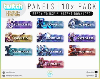 League of Legends Panels for Twitch | 10 x different Panels Pack for Twitch LOL