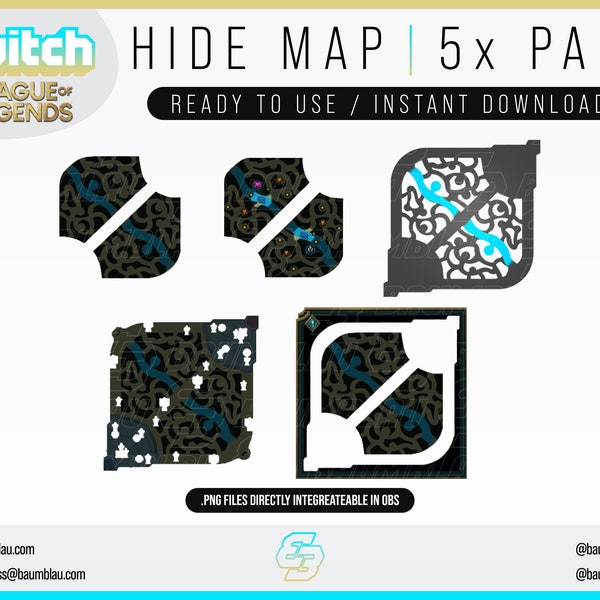 League of Legends Hide Map / Gameplay for Twitch | 5 x different Hide Map Ghost Protection League of Legends OBS Stream