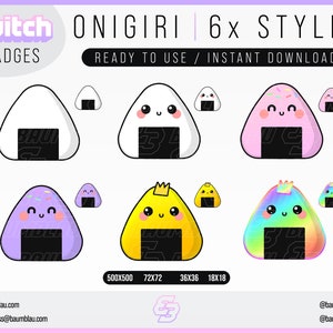 Onigiri Badges Twitch | Twitch Badge Onigiri 6x Styles - Stream Sub Badges