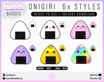 Onigiri Twitch Badges | Cute Stream Sub Badges (Digital Download)