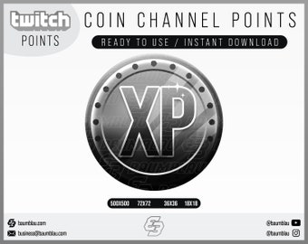 XP-munt zwart | Twitch-kanaalpunten - Emote/badge-muntpictogram | Directe download