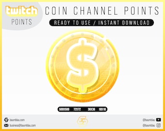 Gold Dollar Coin Twitch Emote: Channel Points Badge (Instant Download)