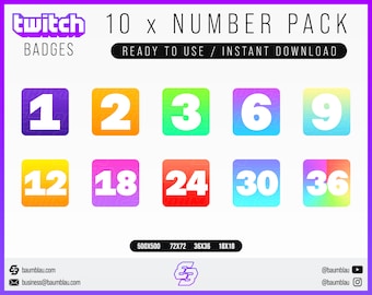 Founders Number Sub Badges Twitch + Transparent Version | Cheer/Sub Badges Twitch Founder - Twitch Emotes - Founder Number Sub Badges Twitch