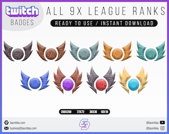 League of Legends Twitch-badges: alle 9 posities (digitale download)