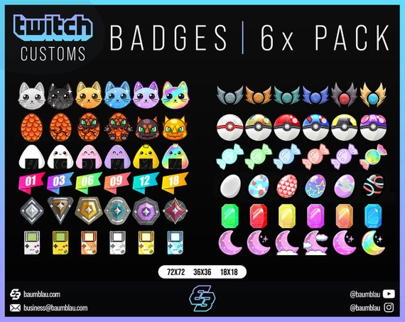 Paw Sub Badges - 6 x Shiny Twitch Sub Badges with Photoshop Files