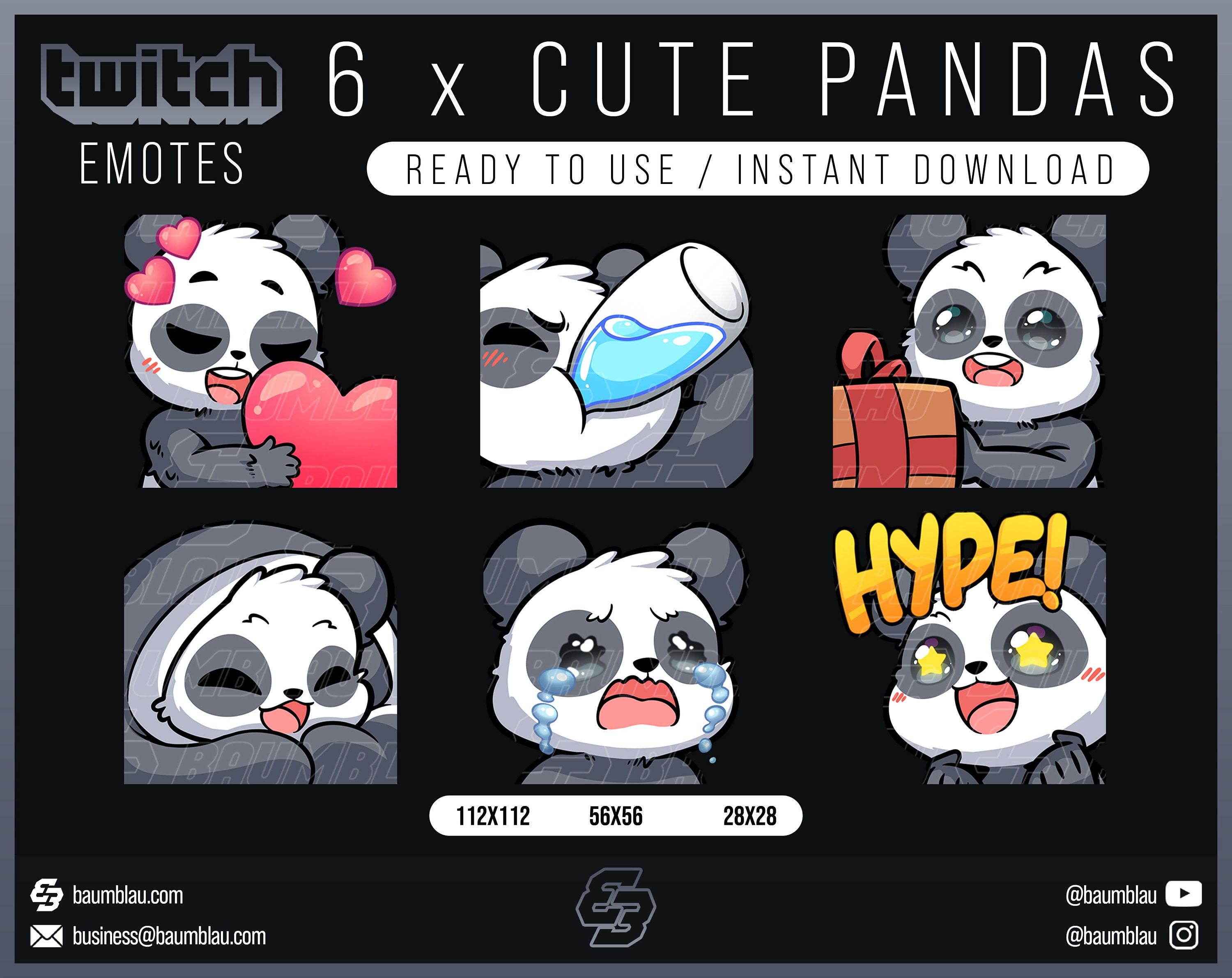 Panda Twitch Emotes Pack – 6 Cute Sub Emotes (instant Download) - Etsy