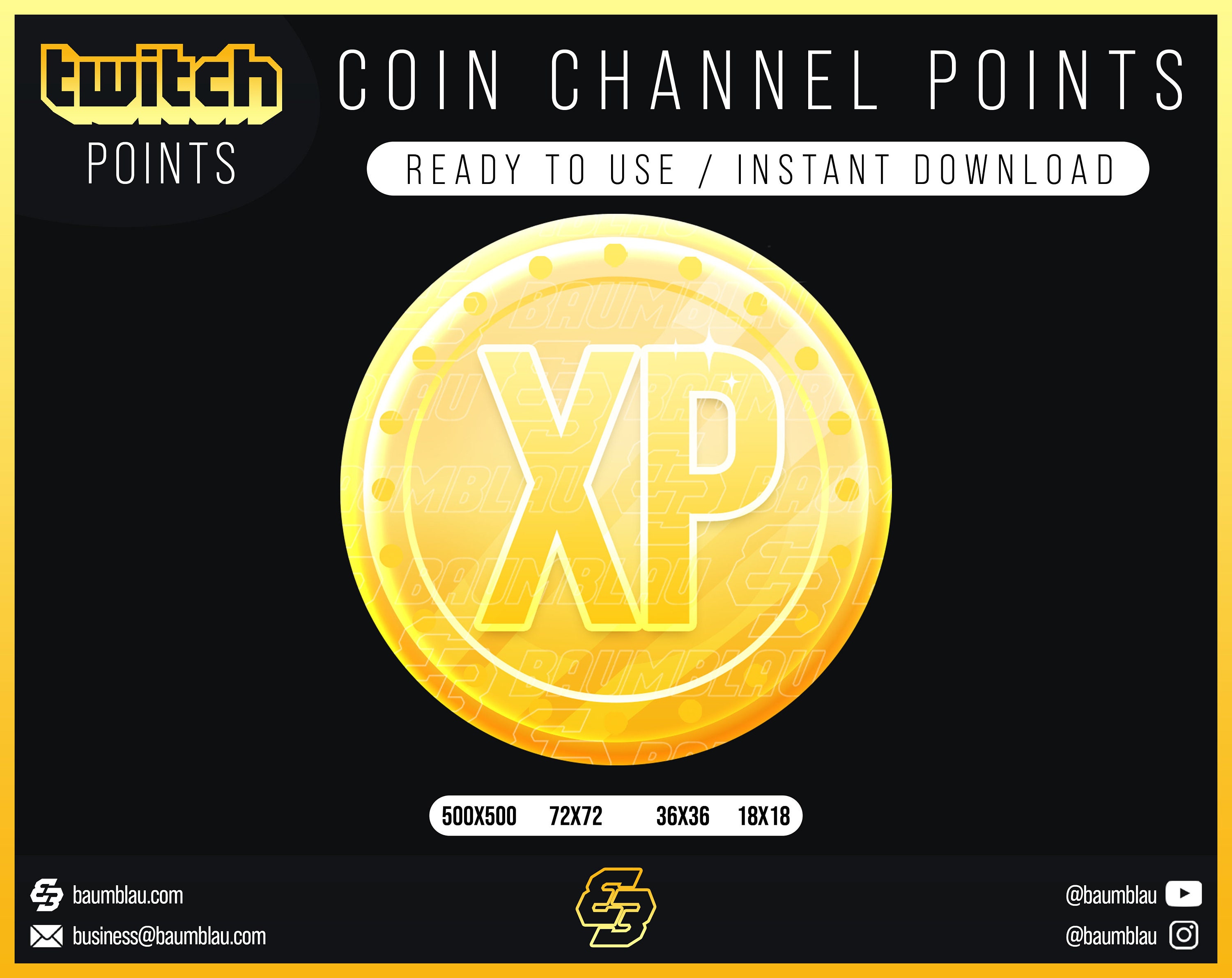 XP コイン ゴールド | Twitch チャンネル ポイント - エモート/バッジ コイン アイコン | 即時ダウンロード - Etsy 日本