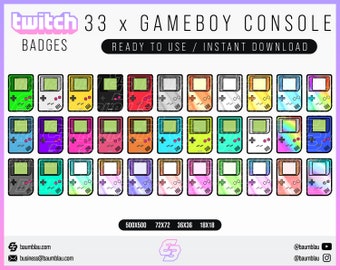 GAMEBOY BADGES Twitch 33x Twitch Badge Consoles Gameboy Style - Stream Sub Bit Badges Instant Download