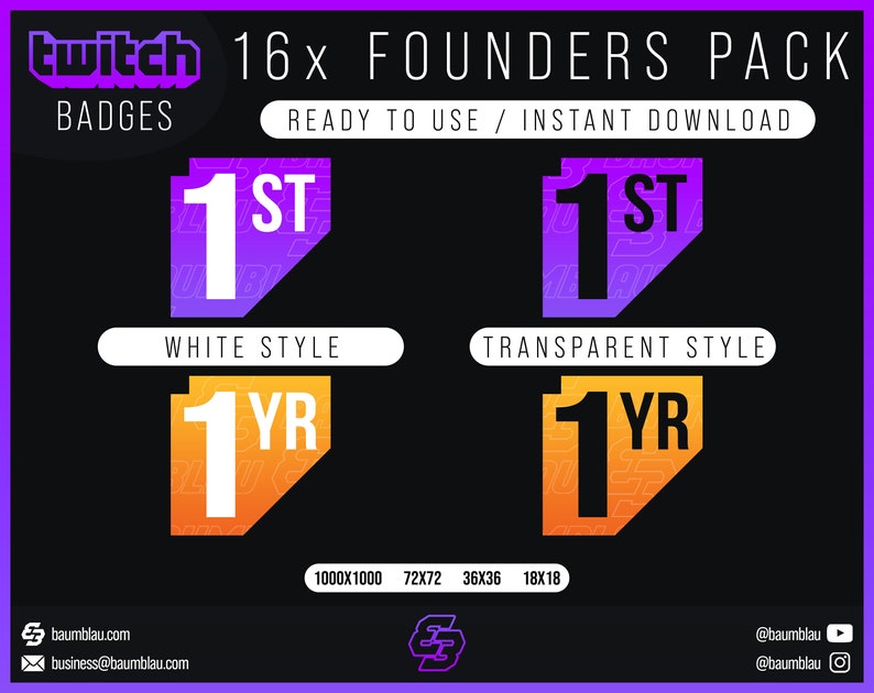 Founders Sub Badges Twitch Transparent Version Cheer/Sub Badges Twitch Founder Twitch Emotes Founder Sub Badges Twitch image 3