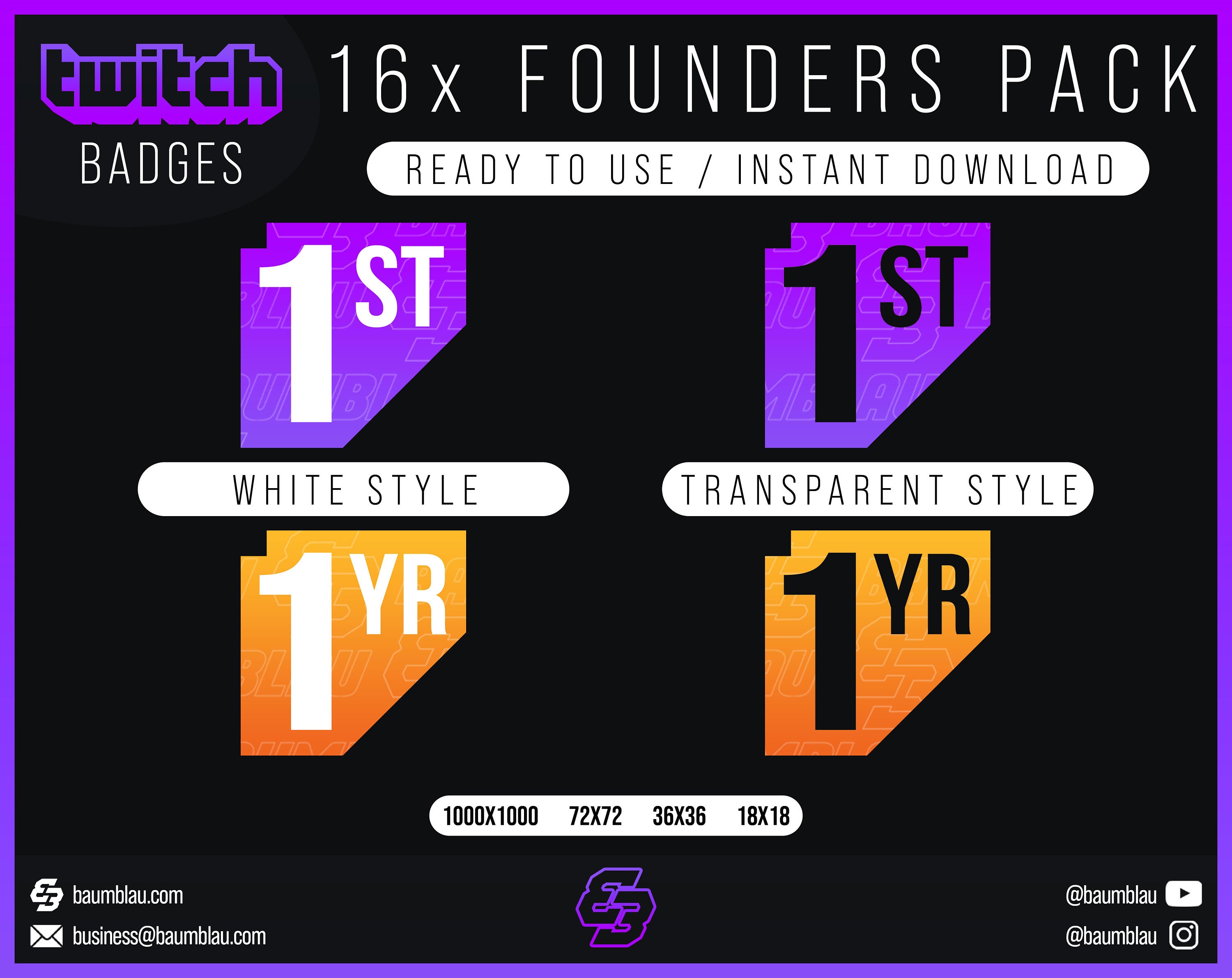Founders Sub Badges Twitch Transparent Version Cheer/sub Etsy Australia