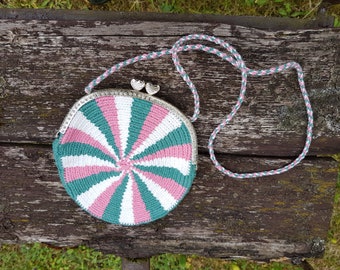 Bolso de ganchillo con cierre, bolso pequeño, monedero multicolor, bolso de ganchillo, bolso blanco, bolso verde, bolso rosa, bolso hecho a mano, bolso ecológico, regalo