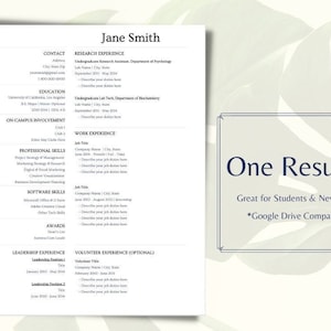 College/University Student & New Grad Resume Template | Google Docs | Professional and Modern Resume
