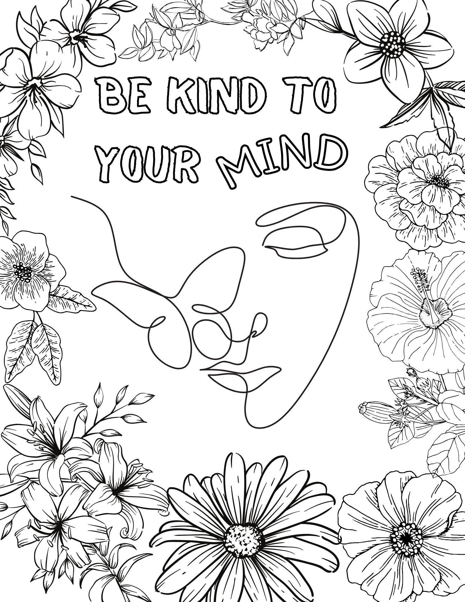 Mental Health Coloring Page - Etsy