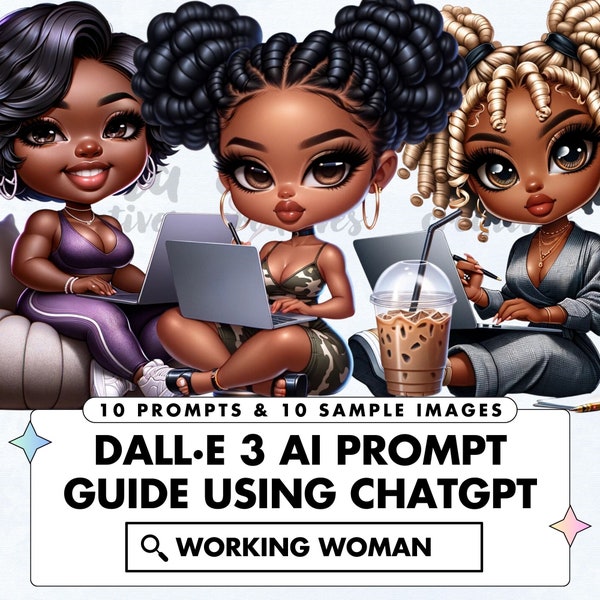 Dall-E3 & ChatGPT v4 Ai Art Prompt Guide, 10 Prompts And Sample Images, African American Working, Prompt Guide Set, Customizable Prompts