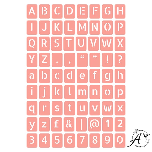 Self-Adhesive Reusable Stencil - Alphabet Vertical Sans Serif
