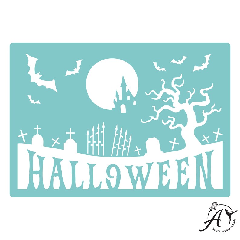 Selfadhesive Reusable Stencil Halloween Graveyard Etsy