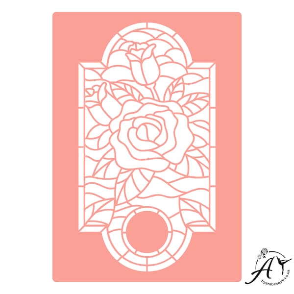 Self-Adhesive Reusable Stencil - Rose Stained Glass Window