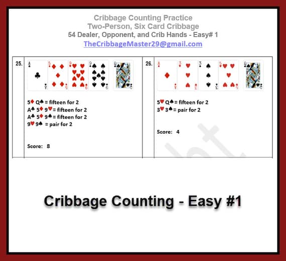 Cribbage Counting EASY Practice EASY Cribbage Hands Etsy Canada