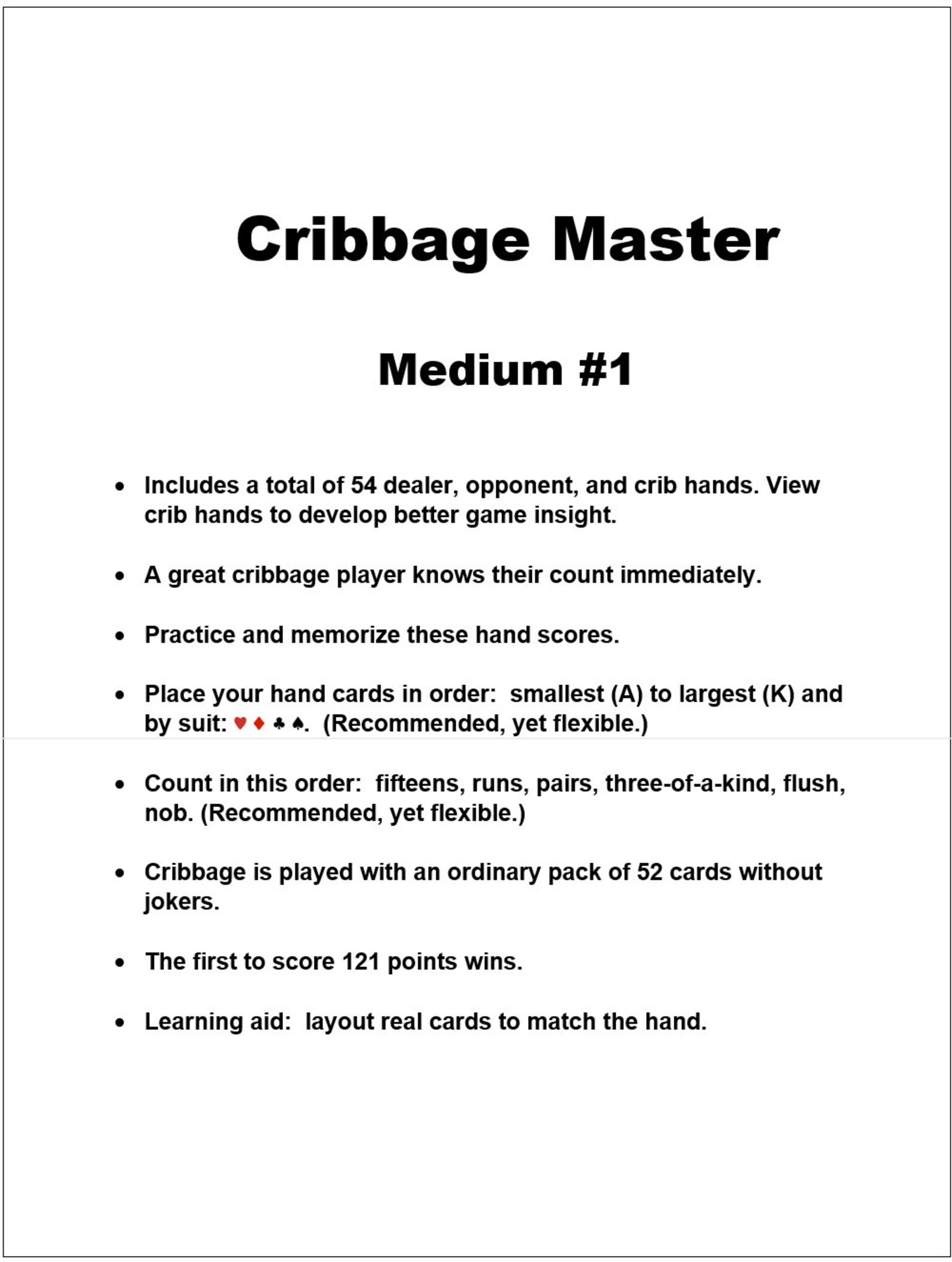 Cribbage Counting MEDIUM - Practice MEDIUM Cribbage Hands - Etsy Canada