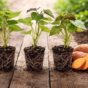 Organic Beauregard Sweet Potato Slips - 3 High-Yield Plants for Delicious Homegrown Harvests