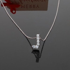 Luxury Initial J Pendant Necklace Moissanite Diamond 14KT Gold Or Silver Complete with Chain High Quality Custom Made 3D Fast Ship from USA