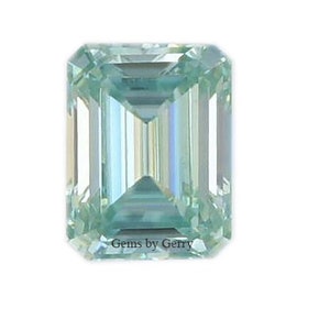 Lt Aqua Blue Emerald Cut Moissanite: VVS Gemstone with GRA Certificate