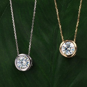 14KT Gold Moissanite Diamond Slider Luxury Necklace Gold Custom Handmade Necklace Fast Shipping from USA