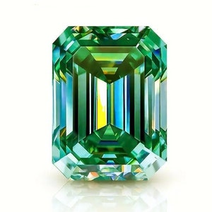 Certified Green Moissanite Emerald Cut Wholesale GRA Certificate Best VVS Quality Moissanite Diamond All Sizes Ships from USA Fast Delivery