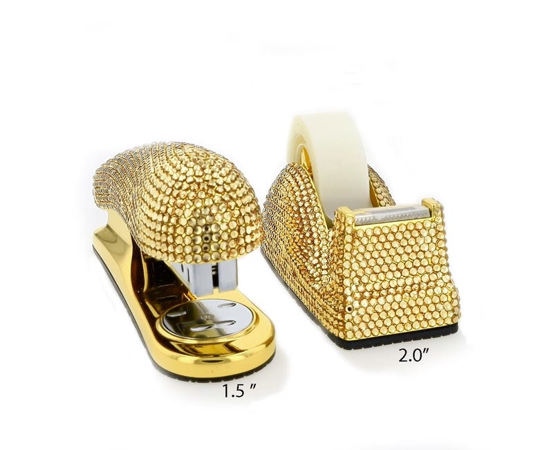 Red Rhinestone Stapler Pink Swarovski Crystal Stapler & Tape Dispenser Set: Luxury Office ...
