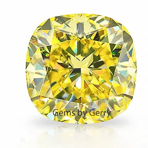 Certified Vivid Yellow Moissanite Cushion Wholesale GRA Certificate VVS Quality Bonded Yellow Moissanite All Size Ship from USA Fast Service