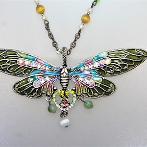 Butterfly Necklace Plique a Jour Translucent Enameling with Swarovski Crystals