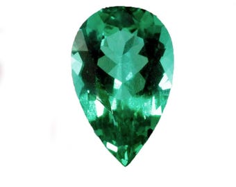 Pear Shape Lab Grown Emerald Nanocrystal: Zambian Green May Birthstone