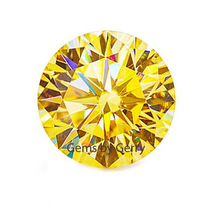 Intense Gold Moissanite Round Cut: VVS1 GRA Certified Loose Gemstone