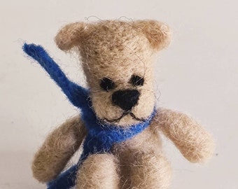 Bernd the small needle felted dollhouse bear, pure wool