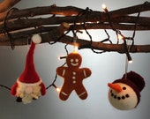 Needle felted Christmas ornaments, pure wool