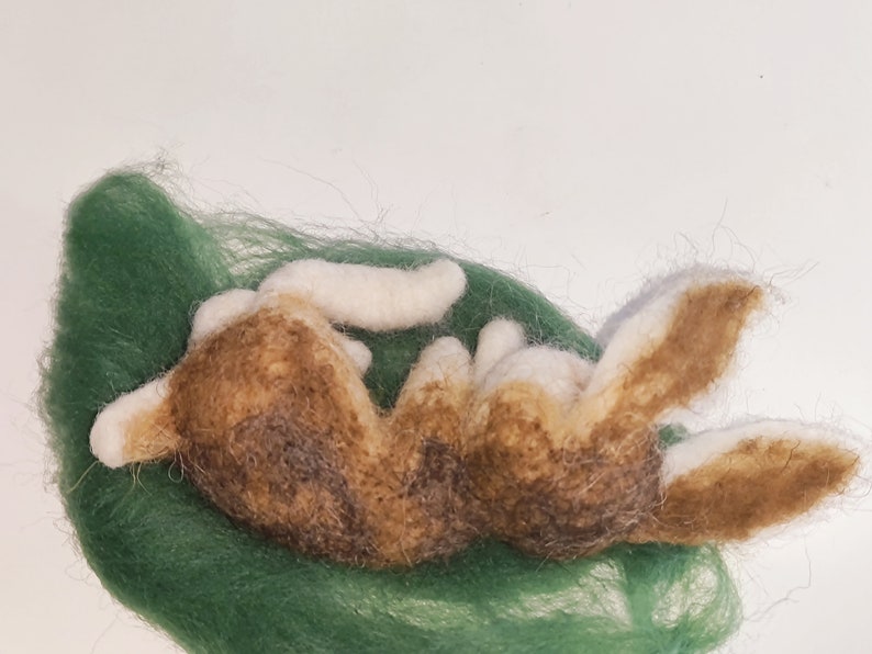 Daisy the needle felted sleeping bunny, pure wool image 3